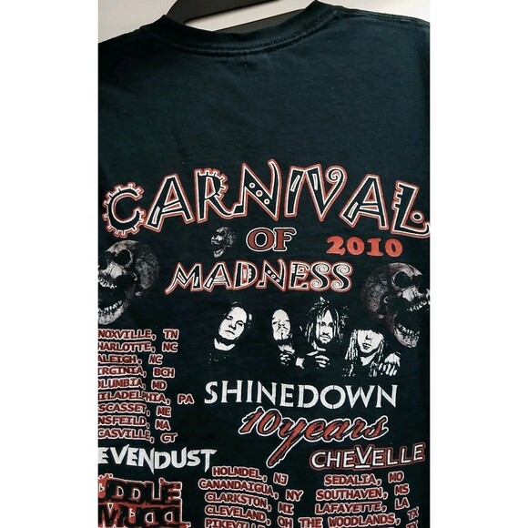 2010 Shinedown The Sound Of Madness Tour Sevendust Double Sided TShirt Small EUC - Picture 12 of 16